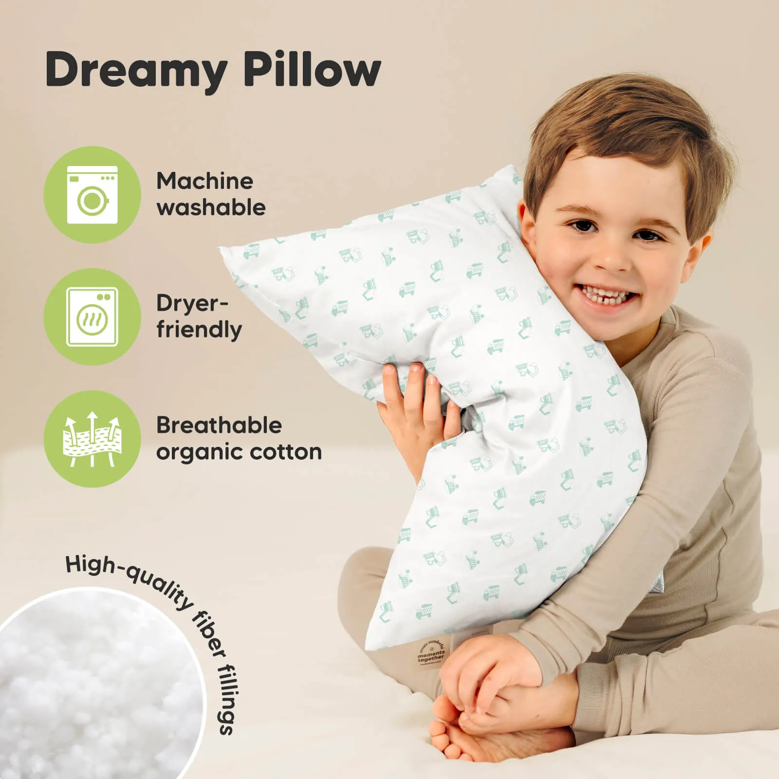 2-Pack Toddler Pillows (Excavator)