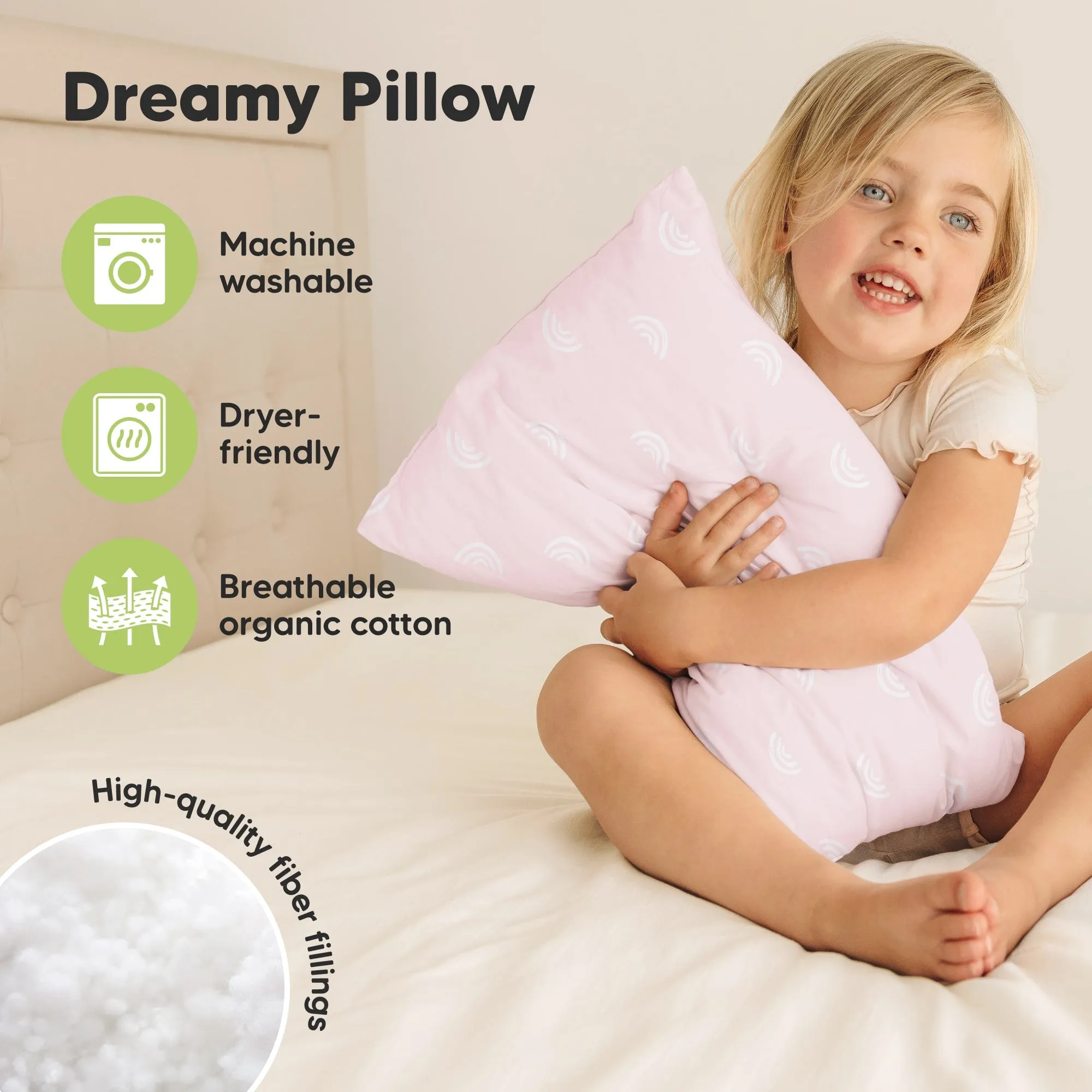 2-Pack Toddler Pillows (Pastel Rainbow)