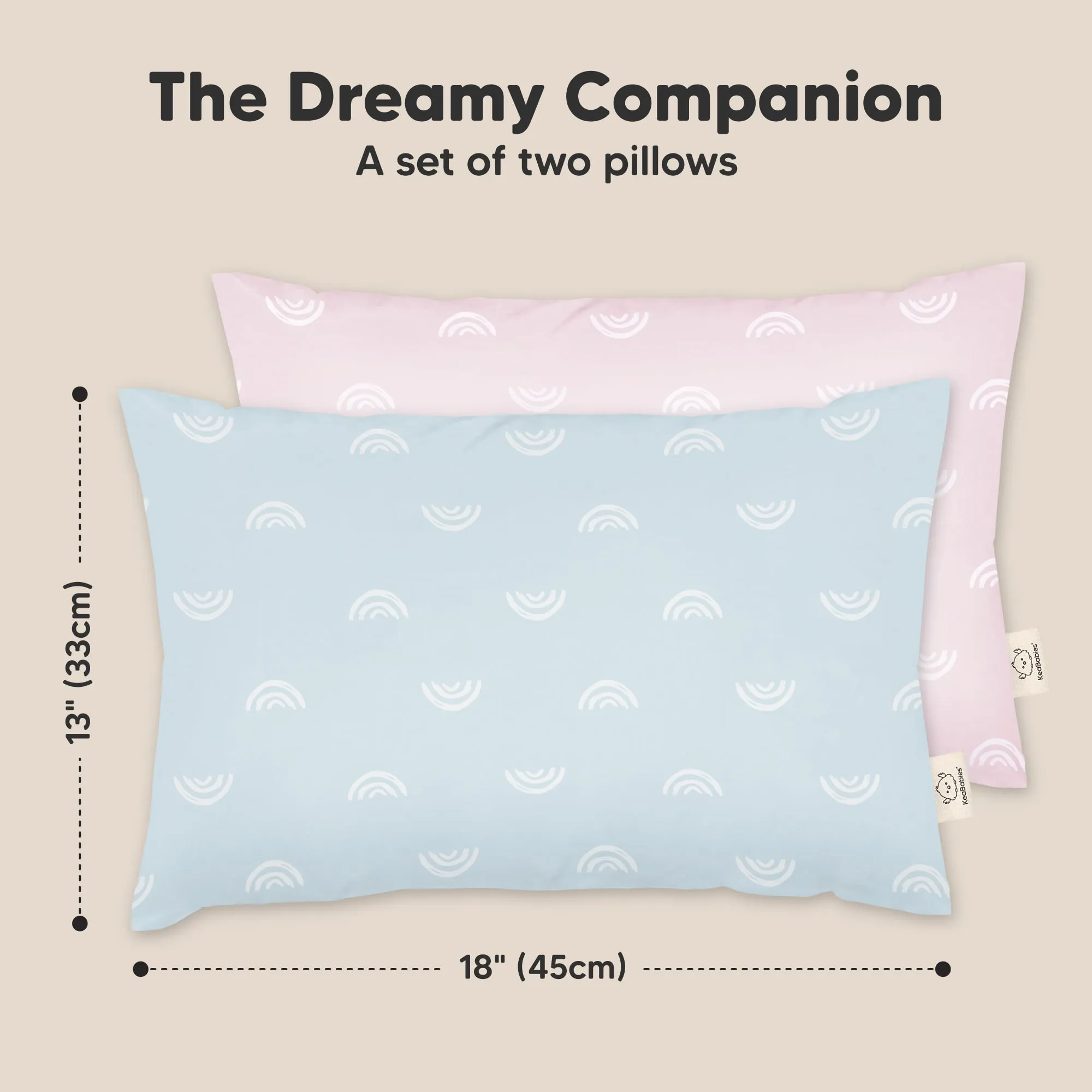 2-Pack Toddler Pillows (Pastel Rainbow)