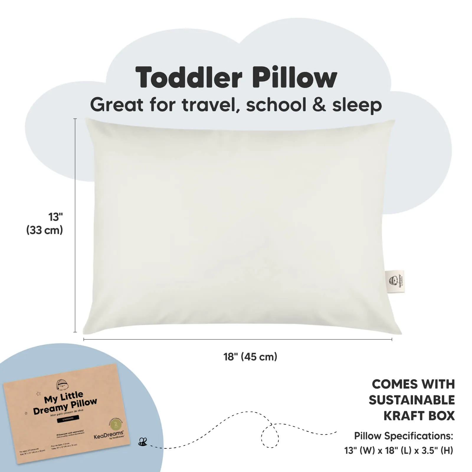 2-Pack Toddler Pillows (Pearl Gray)