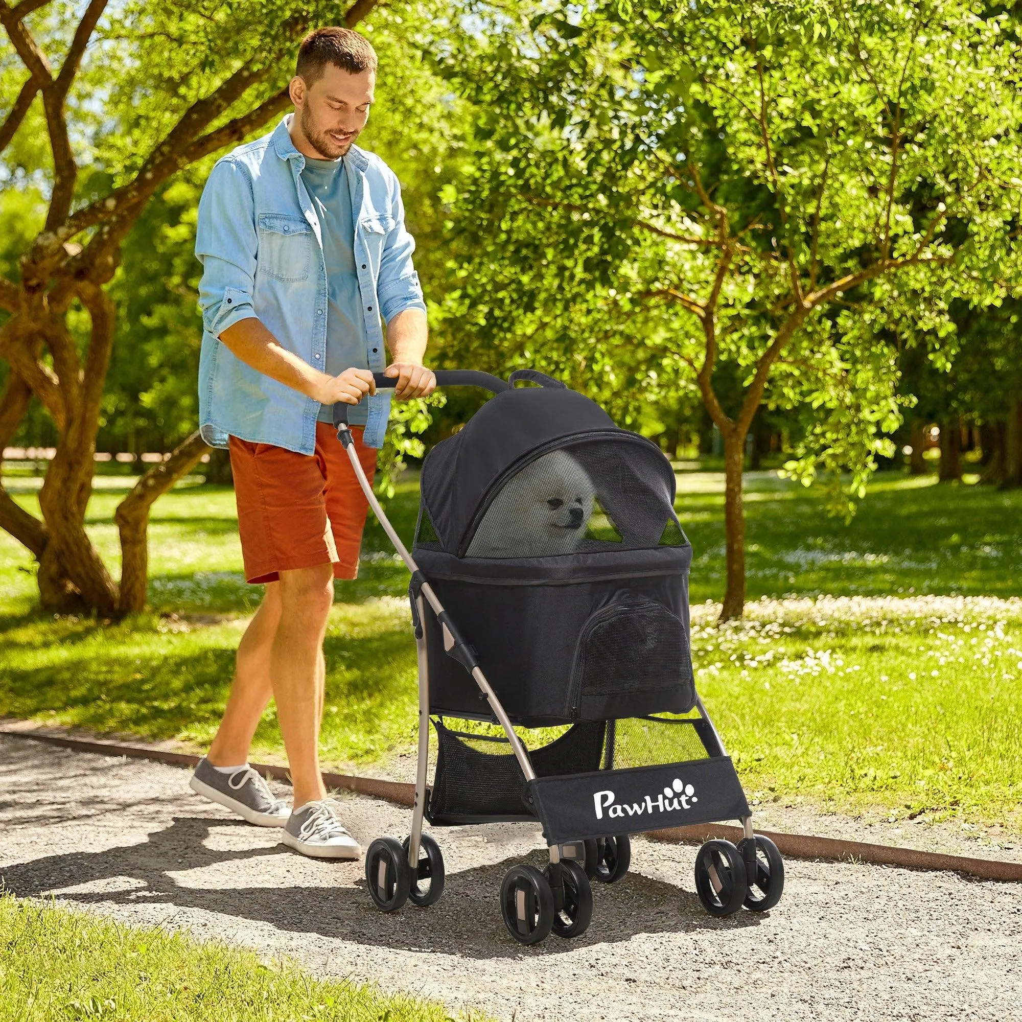 3-in-1 Cat Stroller - Carrier with Universal Wheel, Black