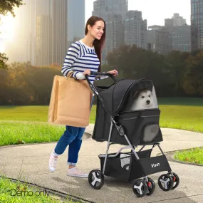 4 Wheel Pet Stroller - Black