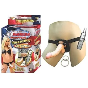 All American Whoppersvibrating 6.5-Inch Dong With Universasl Harness - Flesh