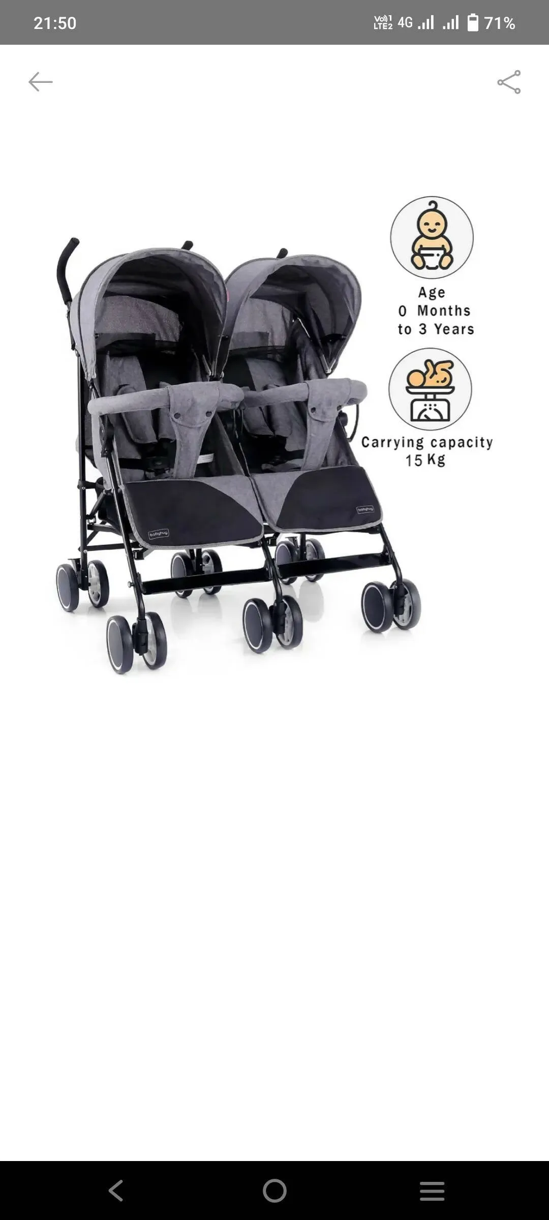 BABYHUG Deuce Twins Stroller