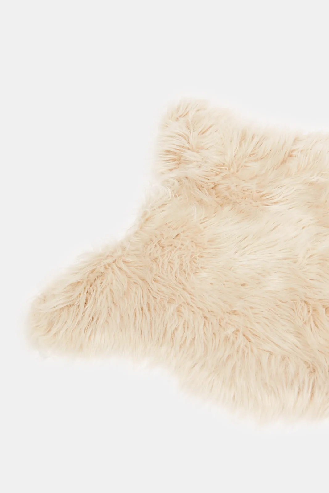 Beige Faux Fur Pile Mat