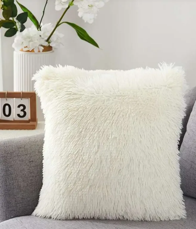 Beige Plush Cushion Cover Without Filler