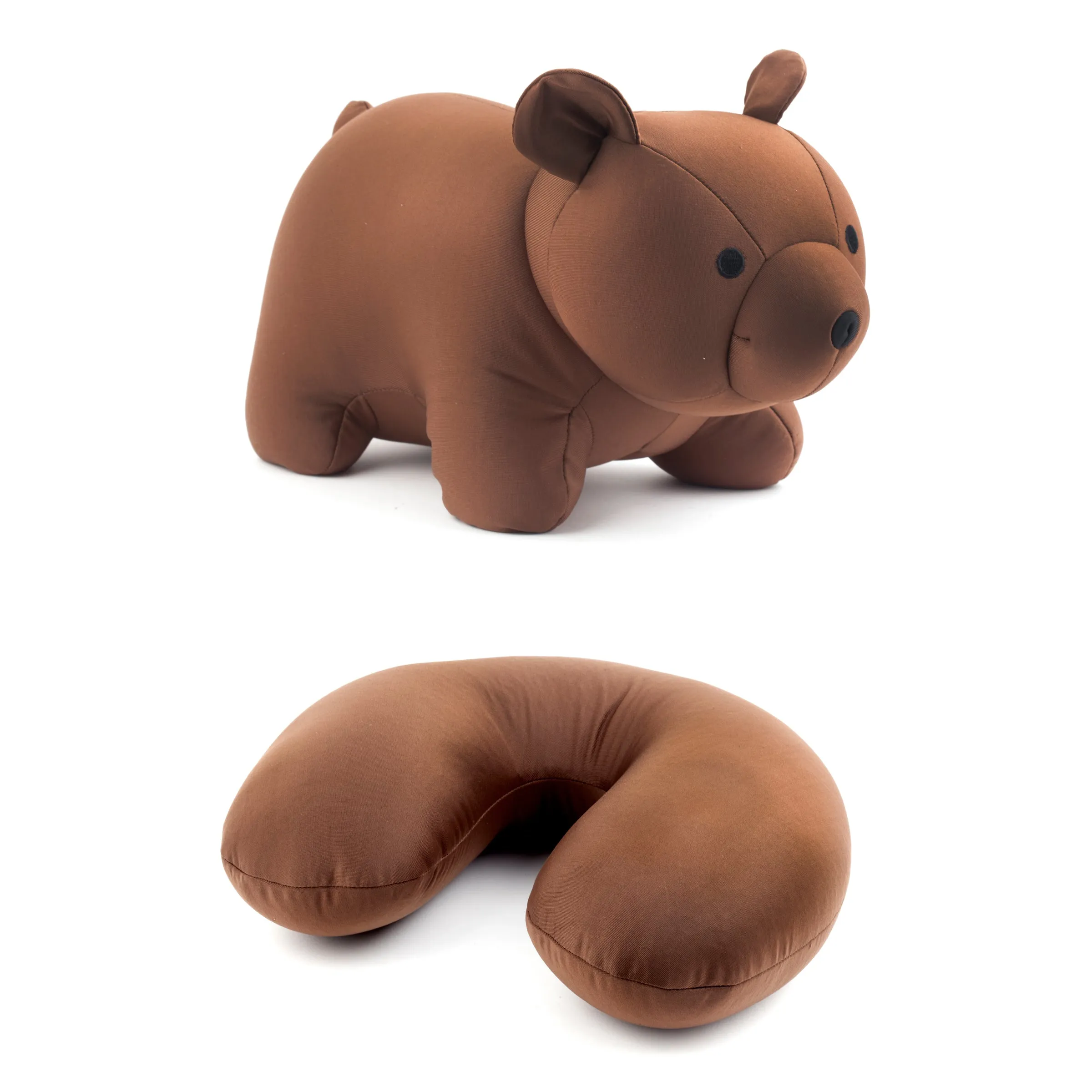 Brown Bear Zip & Flip Travel Pillow