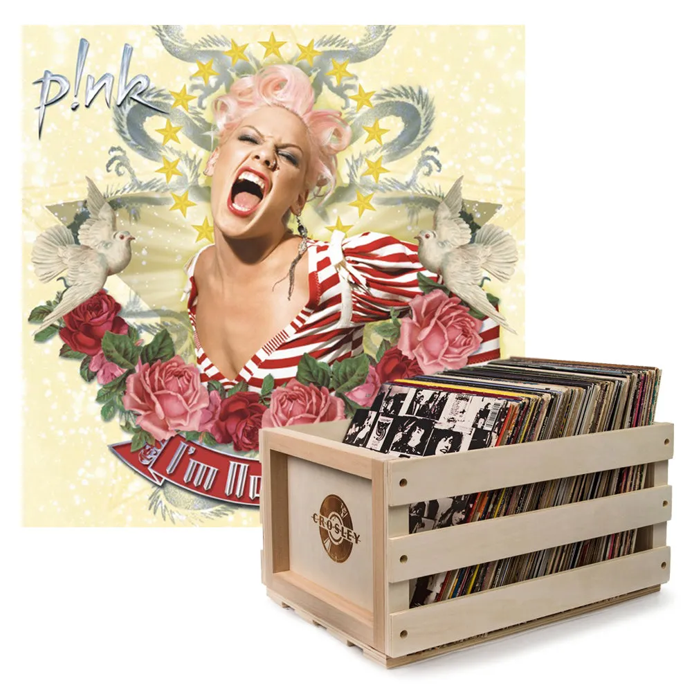 Crosley Record Storage Crate P!nk I'm Not Dead Vinyl Album Bundle