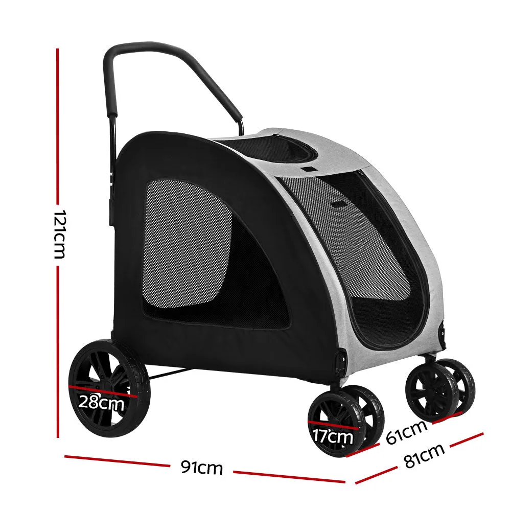 Dog Stroller Pram Large Carrier Cat Travel Foldable Strollers 4 Wheels