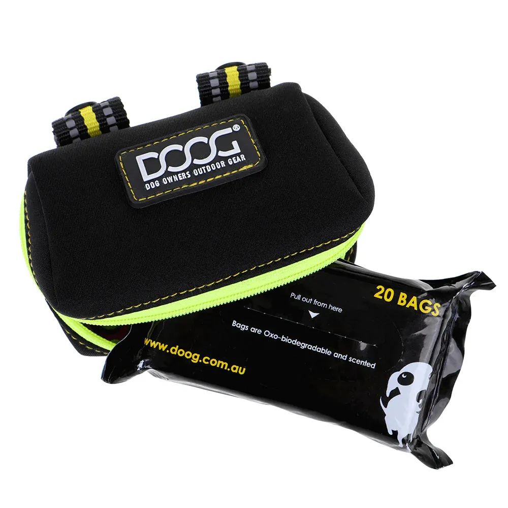 DOOG Walkie Pouch Bolt Neon Black and Yellow Neoprene Poo Bag Holder