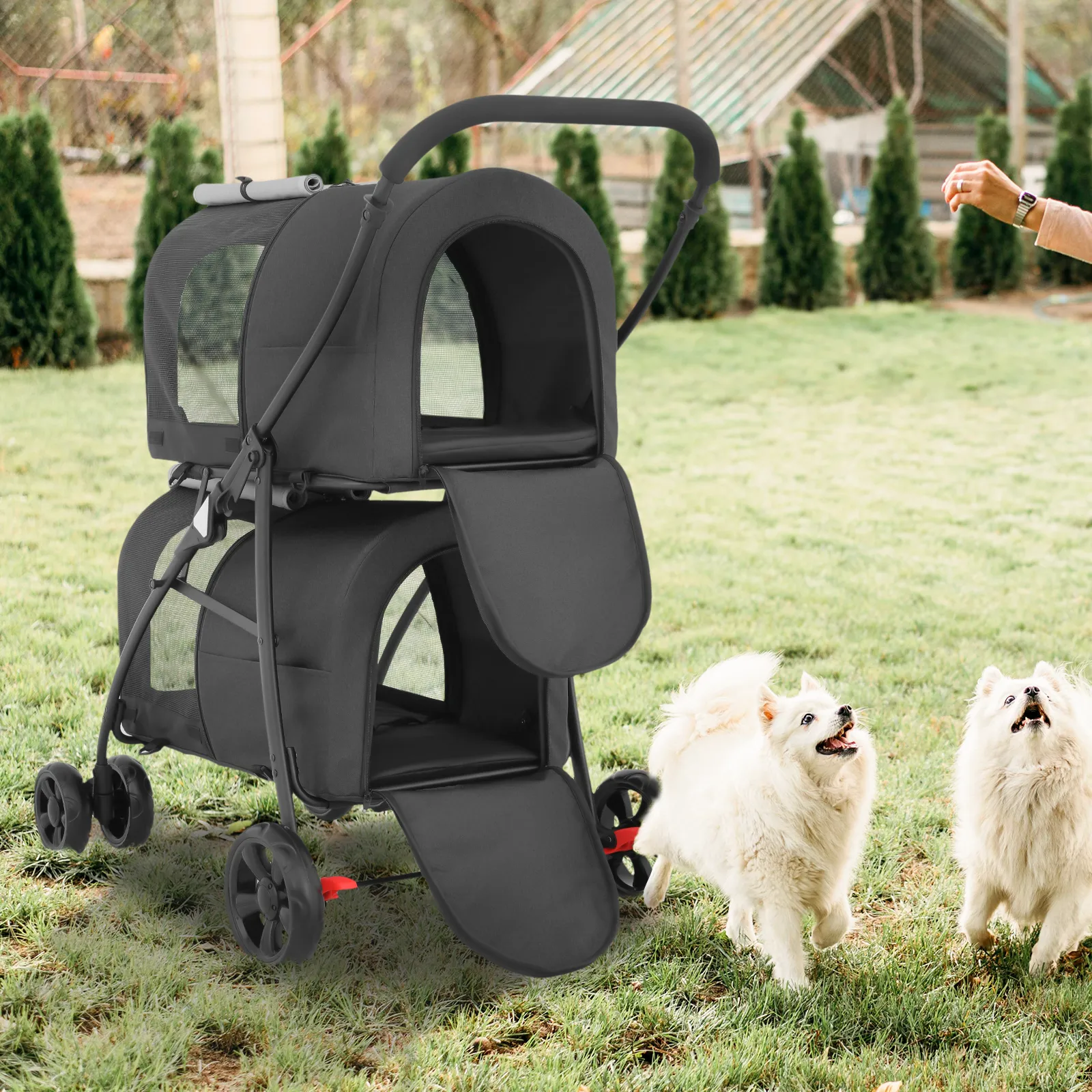 Double Detachable Basket Pet Stroller - 32.5*21*39 inch - 4 Wheels