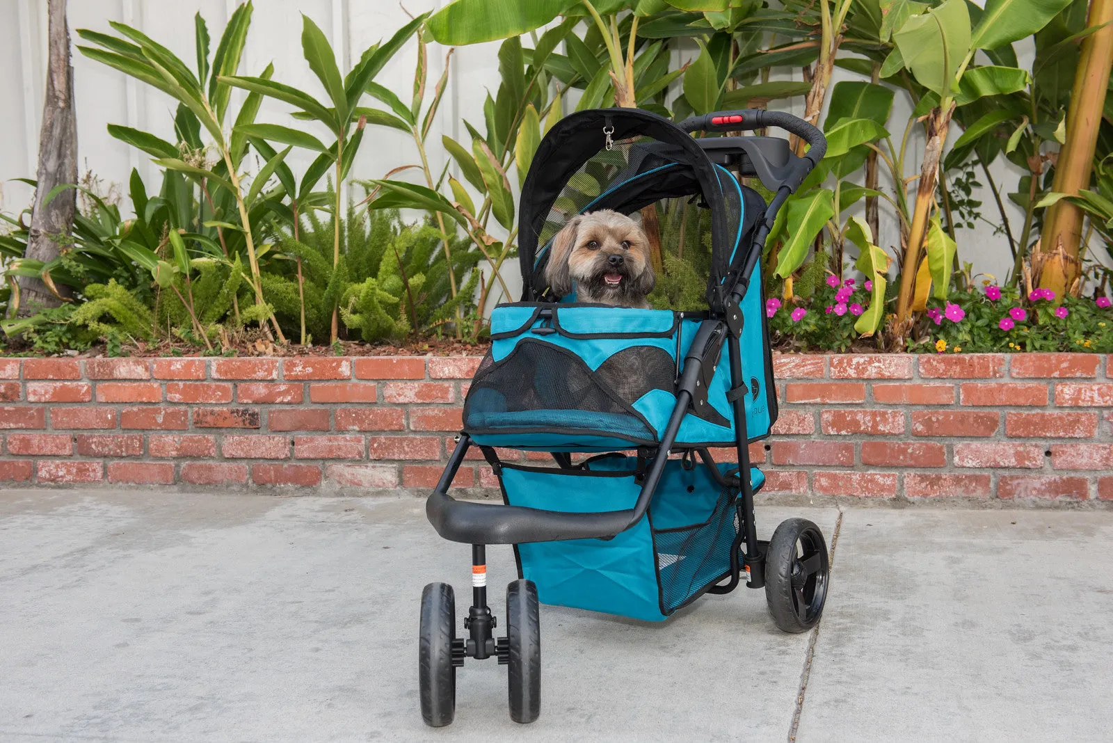 Durable Pet Stroller, Easy Fold, Quality mesh windows, Large Storage Basket, Secure Cup Holder Tray, for Small to Medium Dog, Cat, Bunny, Supports pets up to 55LBS