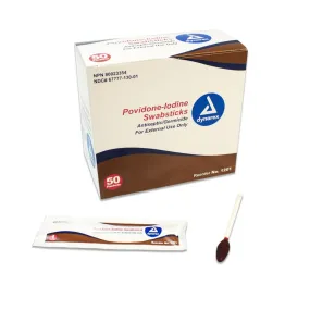 Dynarex Impregnated Swabstick 10% Povidone-Iodine Box of 50