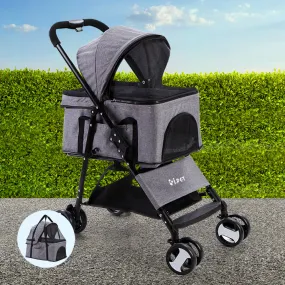 Foldable Pet Stroller 3-in-1 Carrier, Car Seat, i.Pet