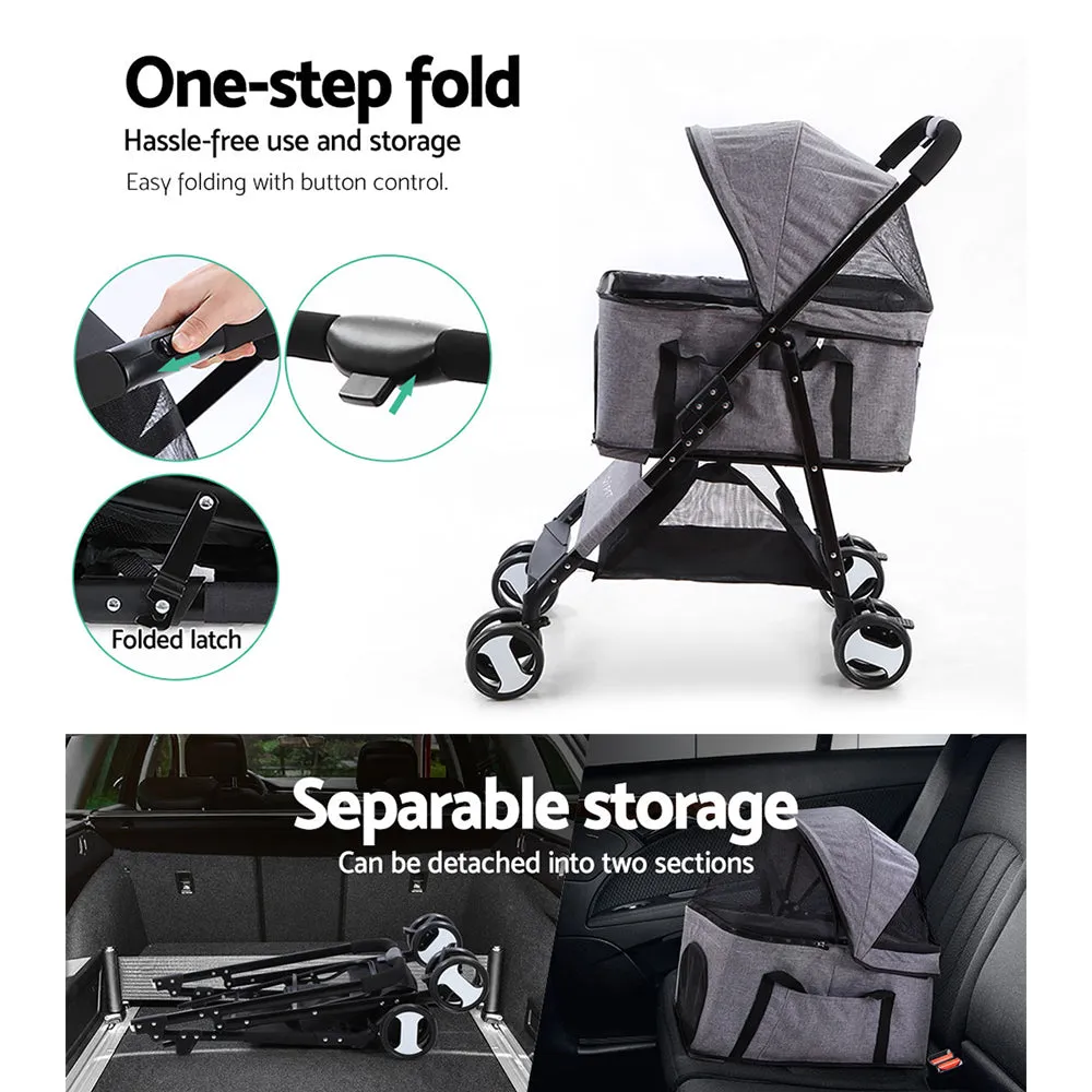 Foldable Pet Stroller 3-in-1 Carrier, Car Seat, i.Pet