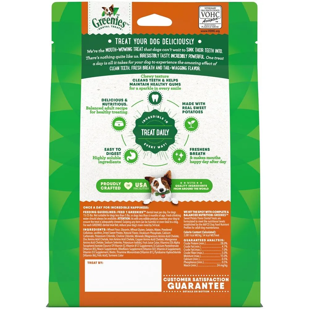 Greenies Canine Dental Dog Treat Sweet Potato Flavored Petite 340g