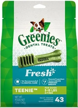 Greenies Dental Treats - Fresh Mint - Teenie, Petite, Medium or Large