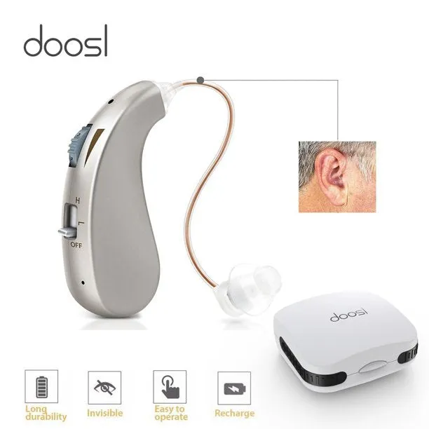 Hearing Aids for Ear, Mini Invisible Rechargeable Hearing Amplifier to Aid Hearing with Noise Cancelling and Volume Control for Adults or Seniors, Beige