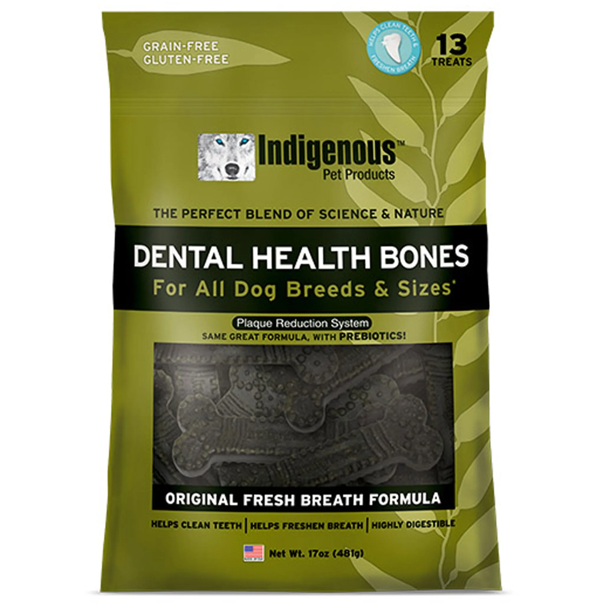 Indigenous Pet Products Dental Health Bones Original Fresh Breath Flavor