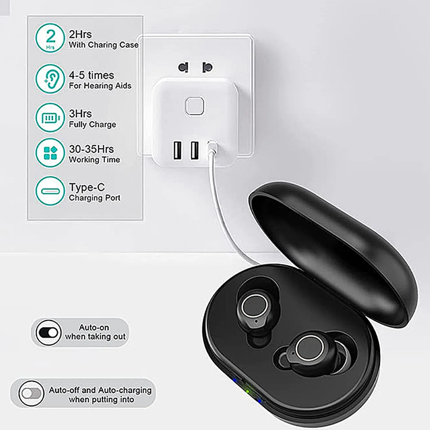 Invisible Hearing Aids with Charging Case