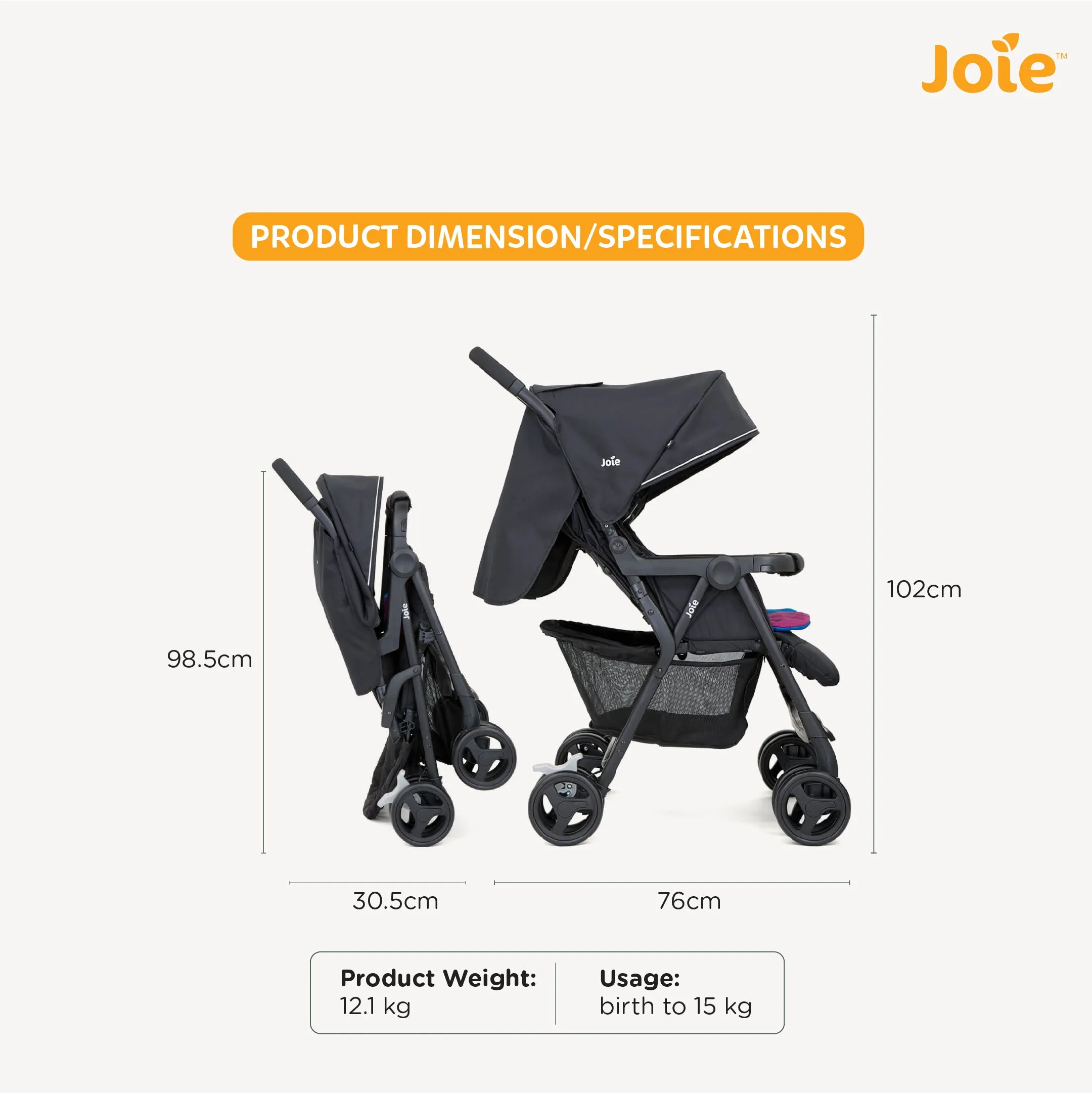 Joie Aire Twin Stroller (Birth to 36 Months)