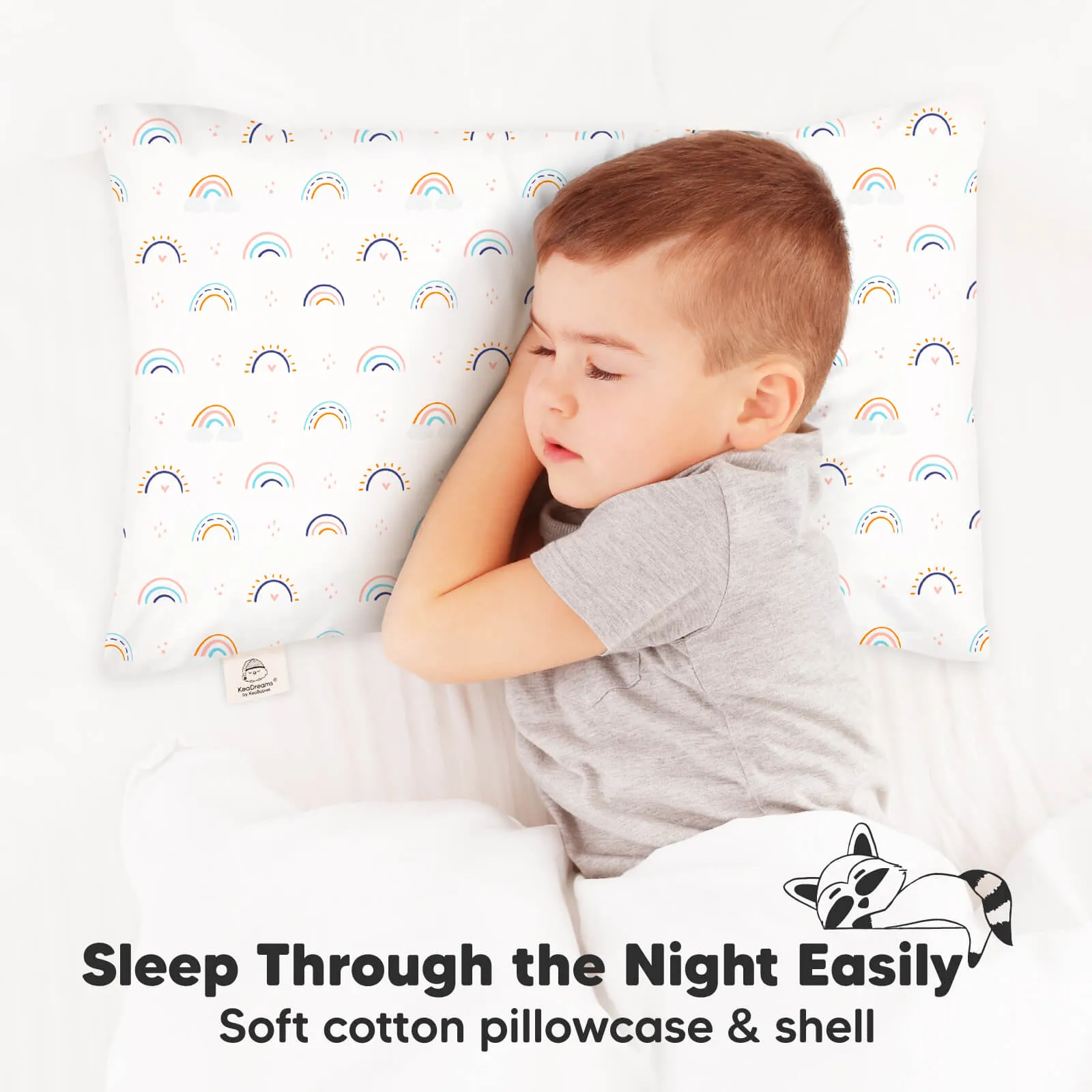 Jumbo Toddler Pillow with Pillowcase (Jolly Rainbow)