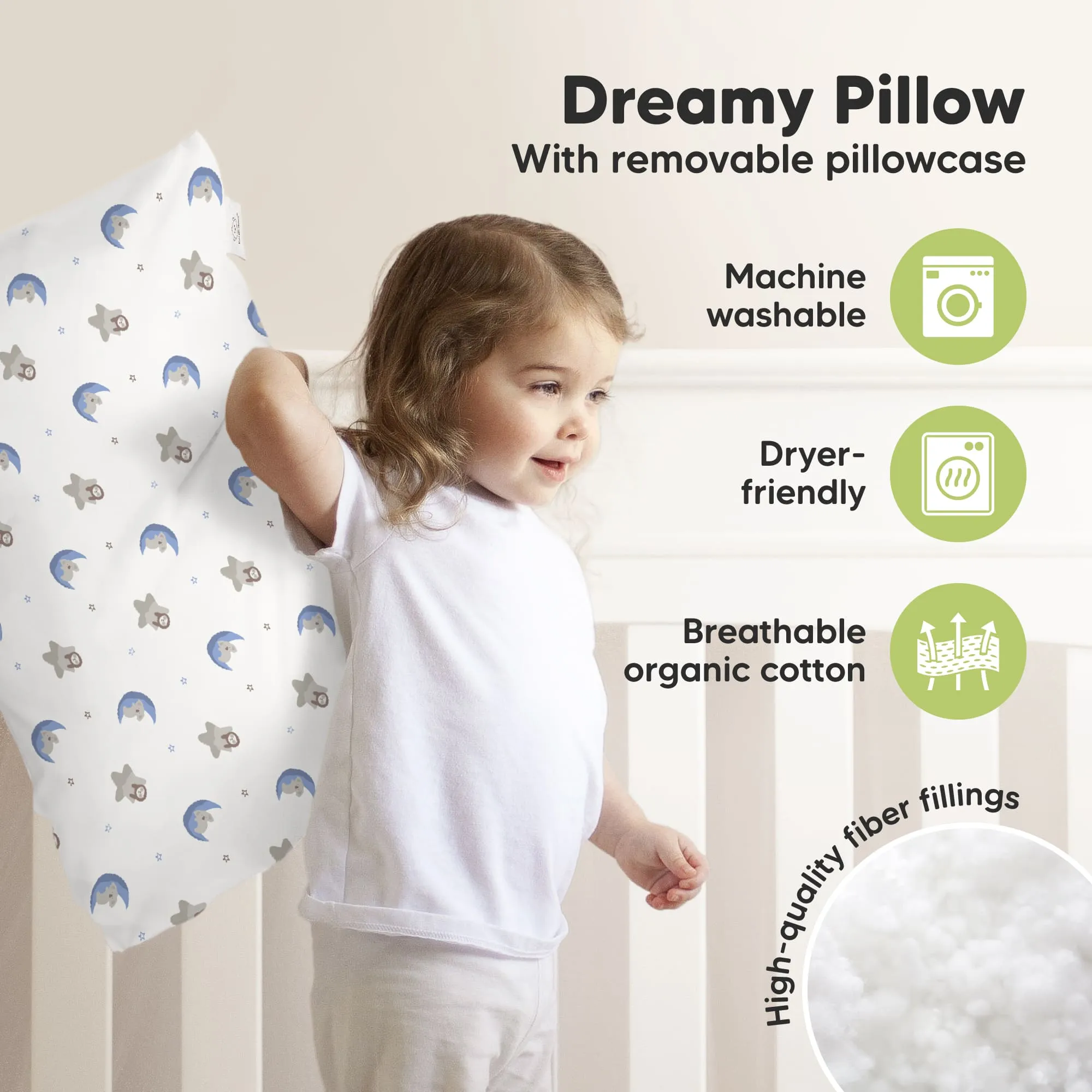 Jumbo Toddler Pillow with Pillowcase (Space Drift)