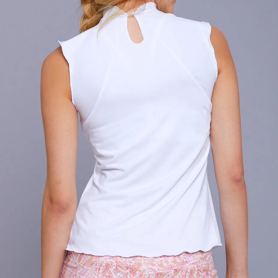 Lush Weave Flutter Sleeve Top (white)