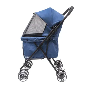 Malibu Pet Stroller Velcro Secured Back for Wagon/Cart Vibe, Lightweight, Easy Fold, Ventilation, Pee Pad Insert, Adjustable Leashes, Rear Brakes, 360° Rotating Front Wheels, Comfortable Handle, For Dogs, Cats, Small Animals, Support up to 45 LBS