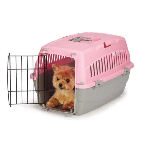 Medium Pink Plastic Carry Me Travel Dog Crate