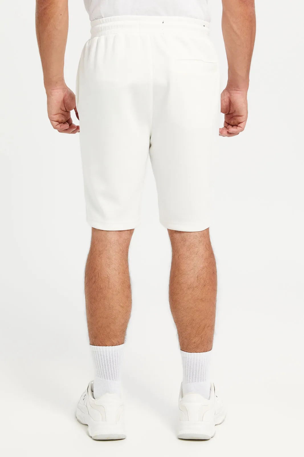 Men White Plain Active Shorts