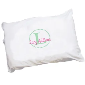 Monogrammed Mint Circle Pillowcase