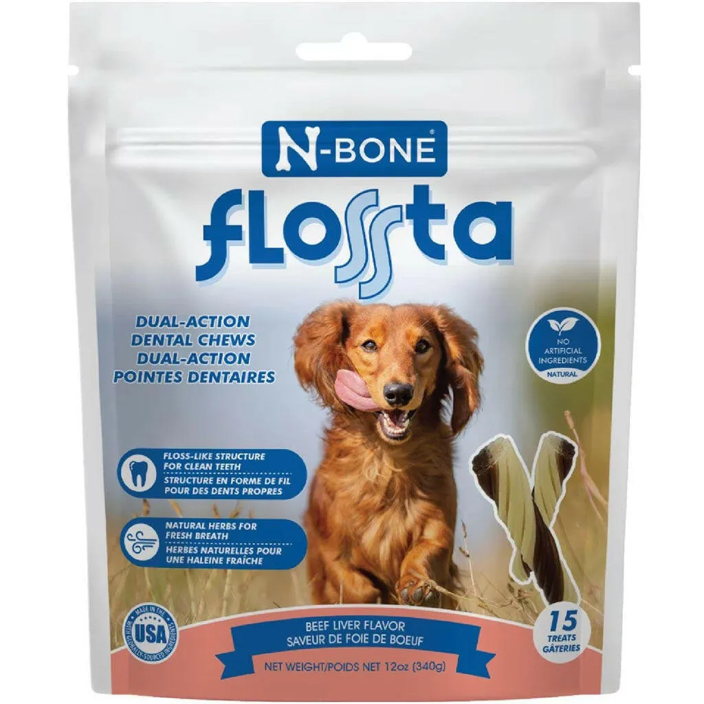 N-Bone FLOSSta Dual Action Beef Liver Flavor Dental Dog Chews