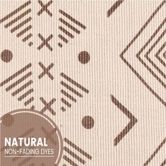 Natural Cotton Printed Door Mat with tassels - CPRugs_008