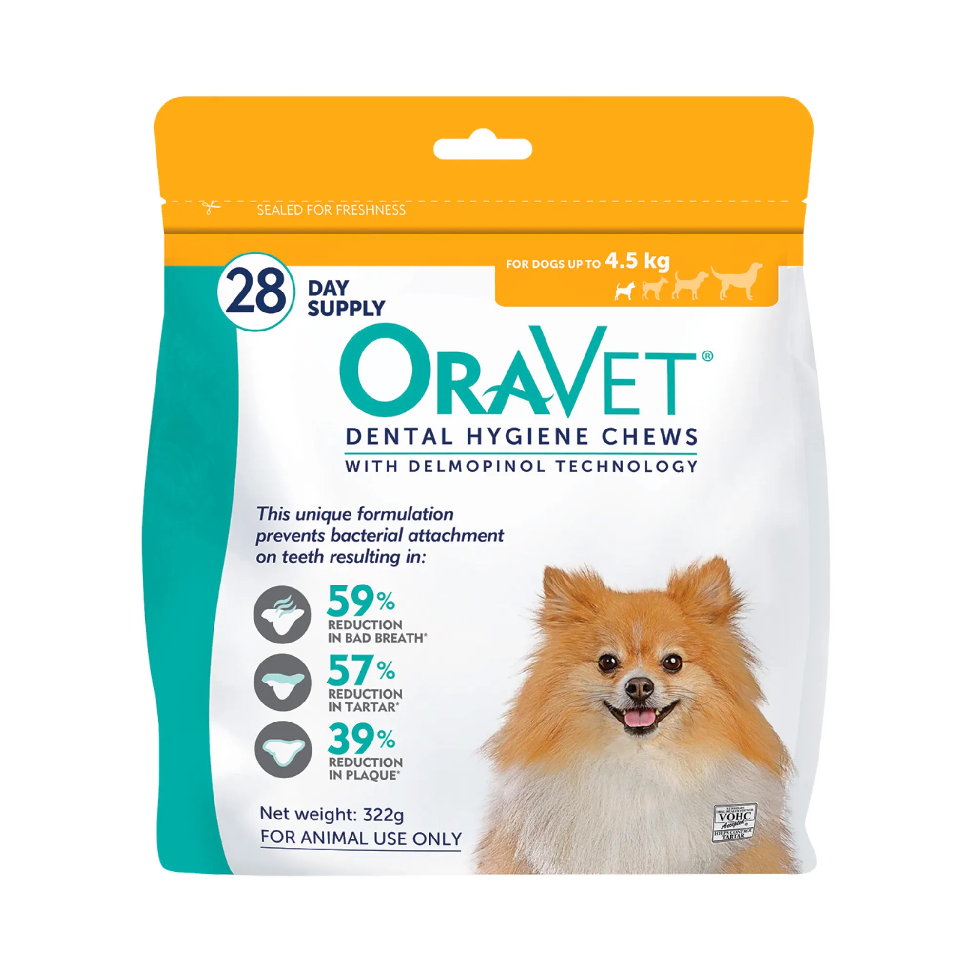 Oravet Plaque & Tartar Control Chews for Extra Small Dogs up to 4.5kg 28 Pack