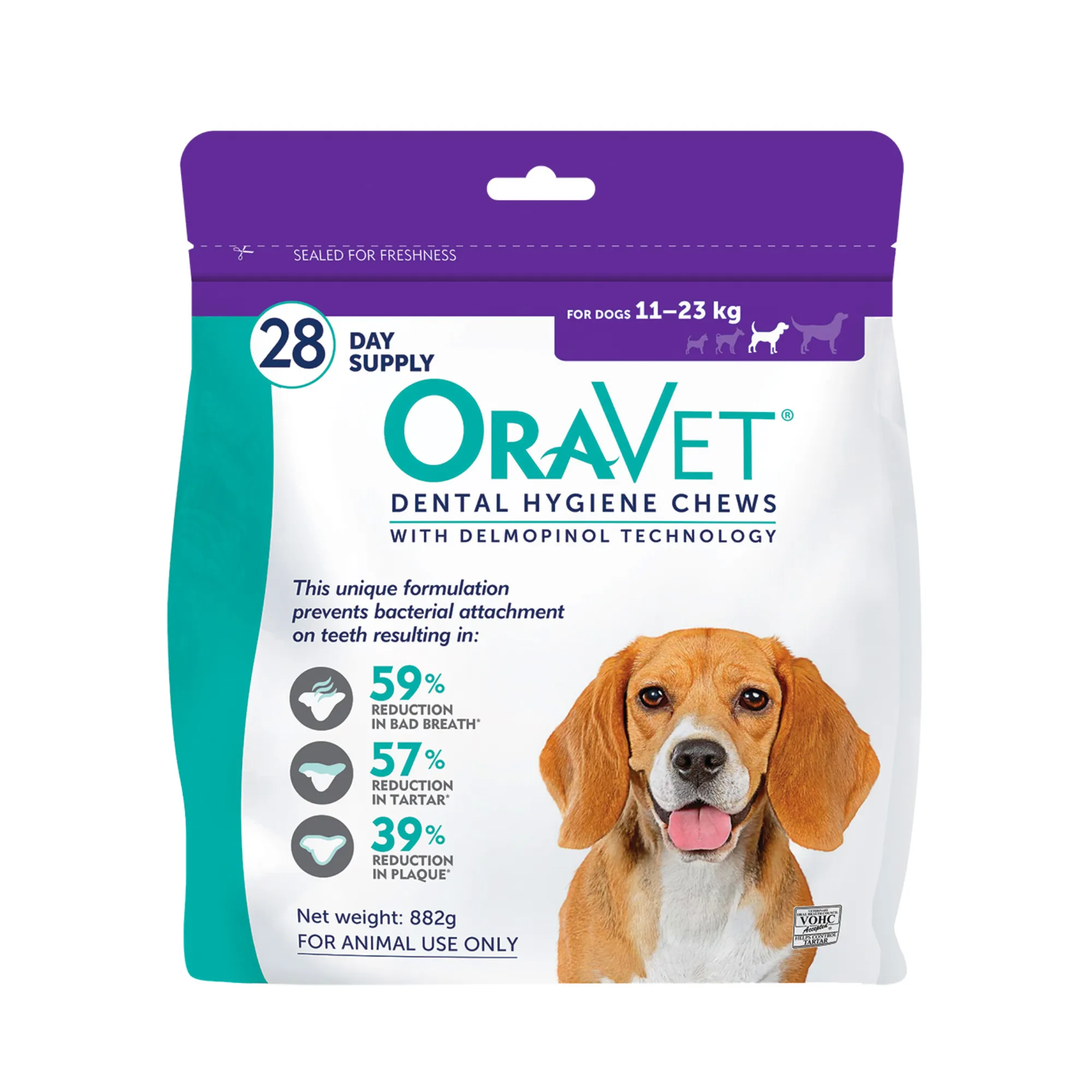 Oravet Plaque & Tartar Control Chews for Medium Dogs 11-23kg 28 Pack