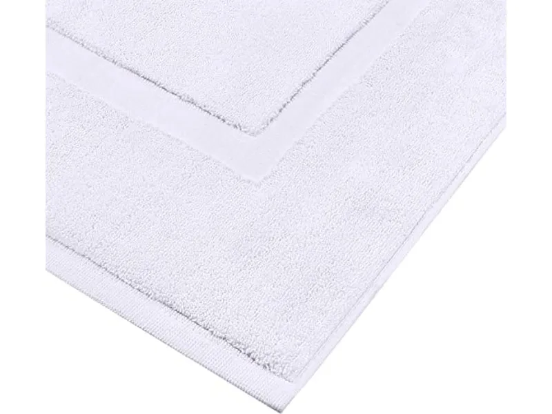 Pack Of 2 Cotton Banded Bath Mats- Highly Absorbent and Machine Washable Shower Bathroom Floor Towel