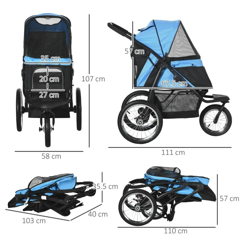 PawHut 164V 3-Wheel Dog Jogging Stroller