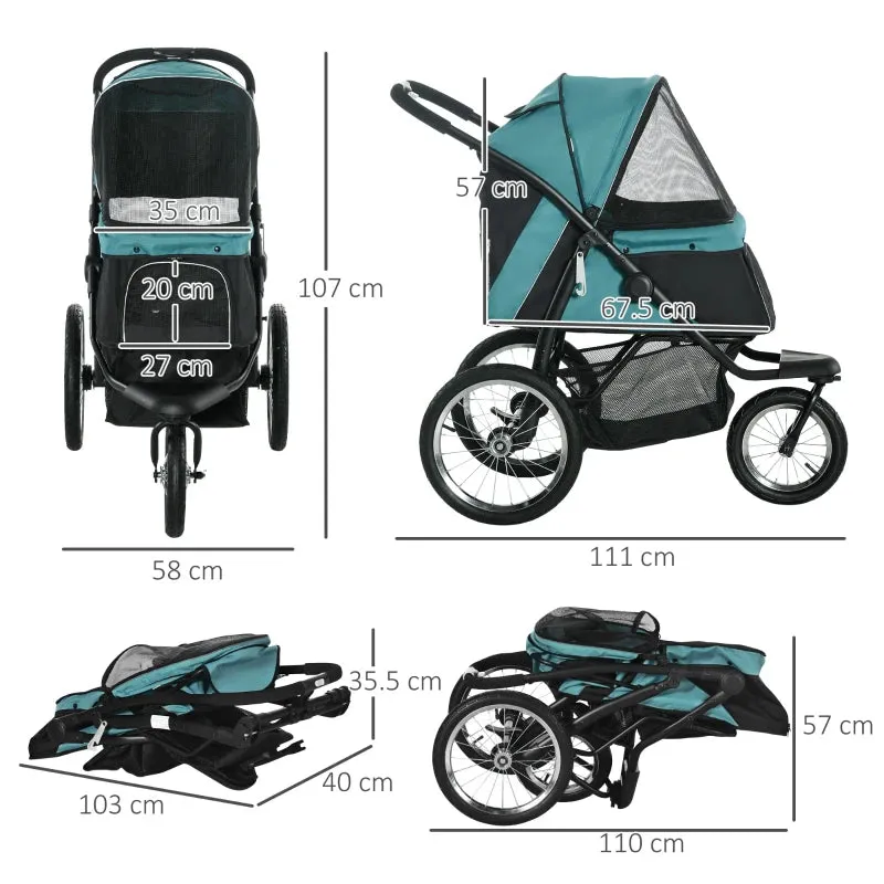 PawHut 164V 3-Wheel Dog Jogging Stroller