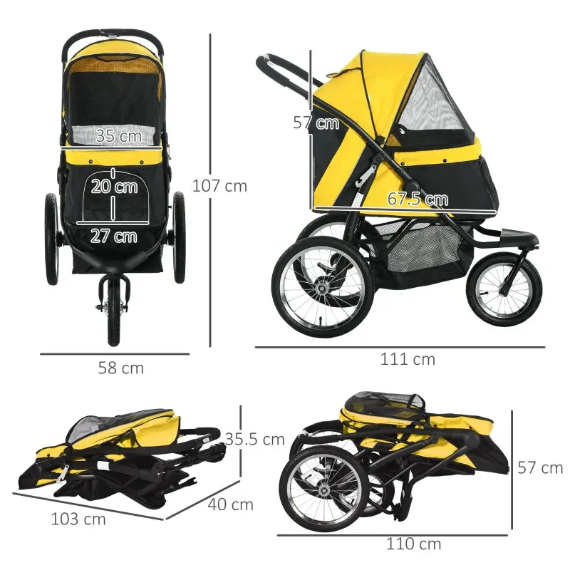 PawHut 164V 3-Wheel Dog Jogging Stroller