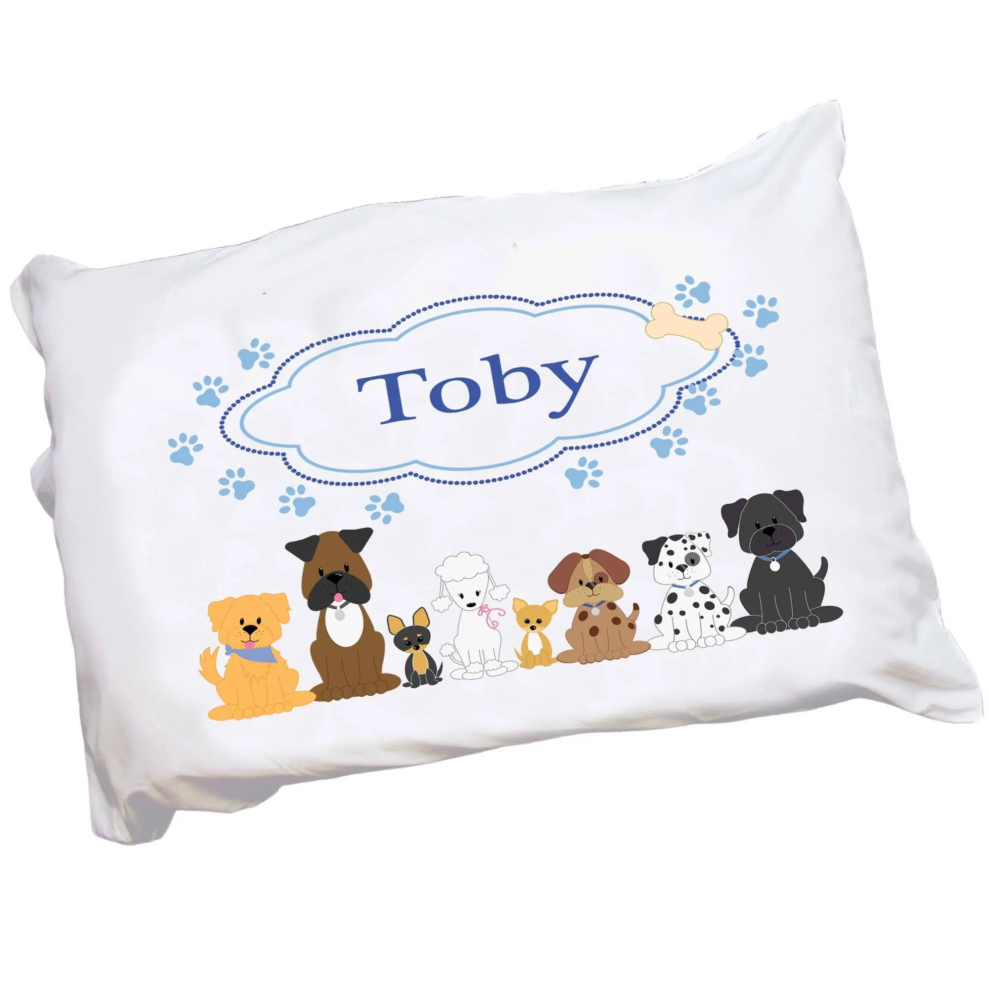 Personalized Blue All Dogs Pillowcase