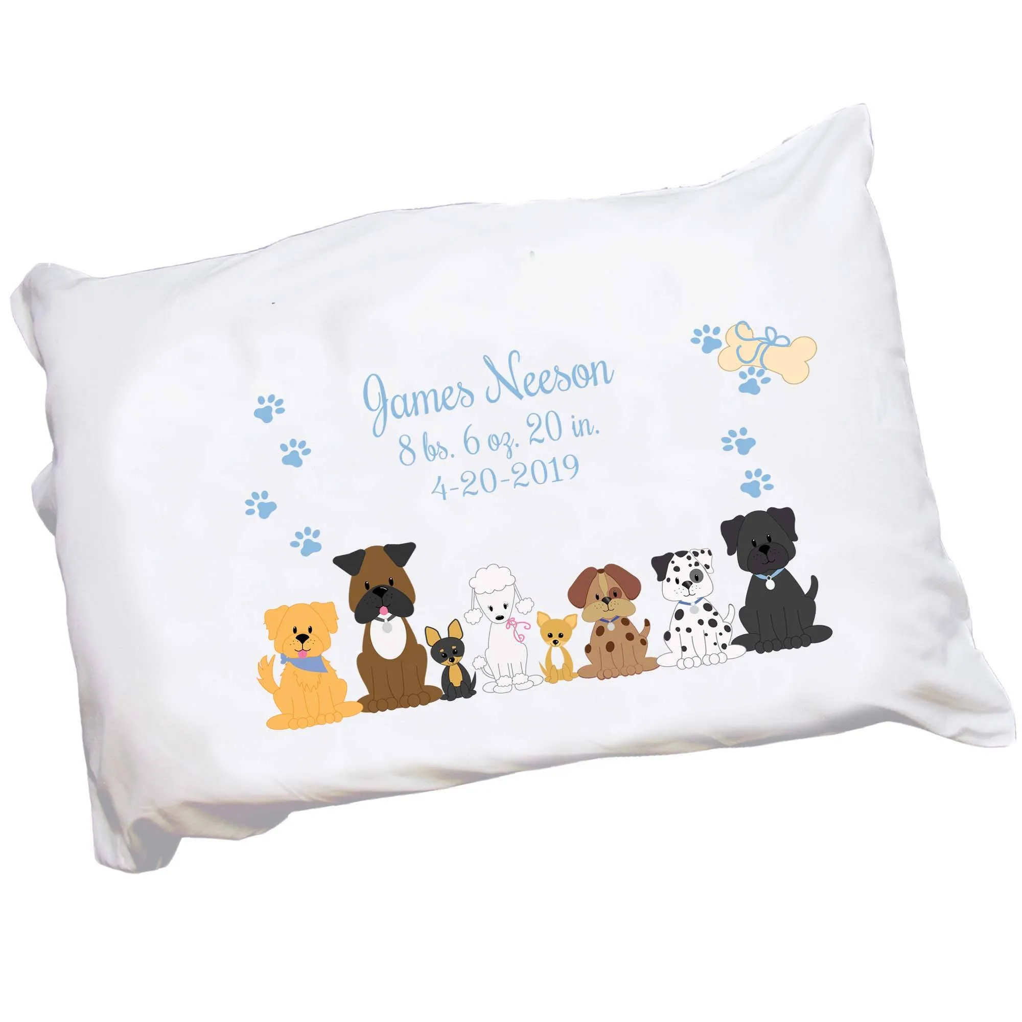 Personalized Blue All Dogs Pillowcase