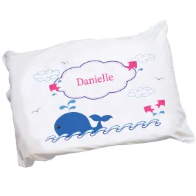 Personalized Girl's Pink Whale Pillowcase