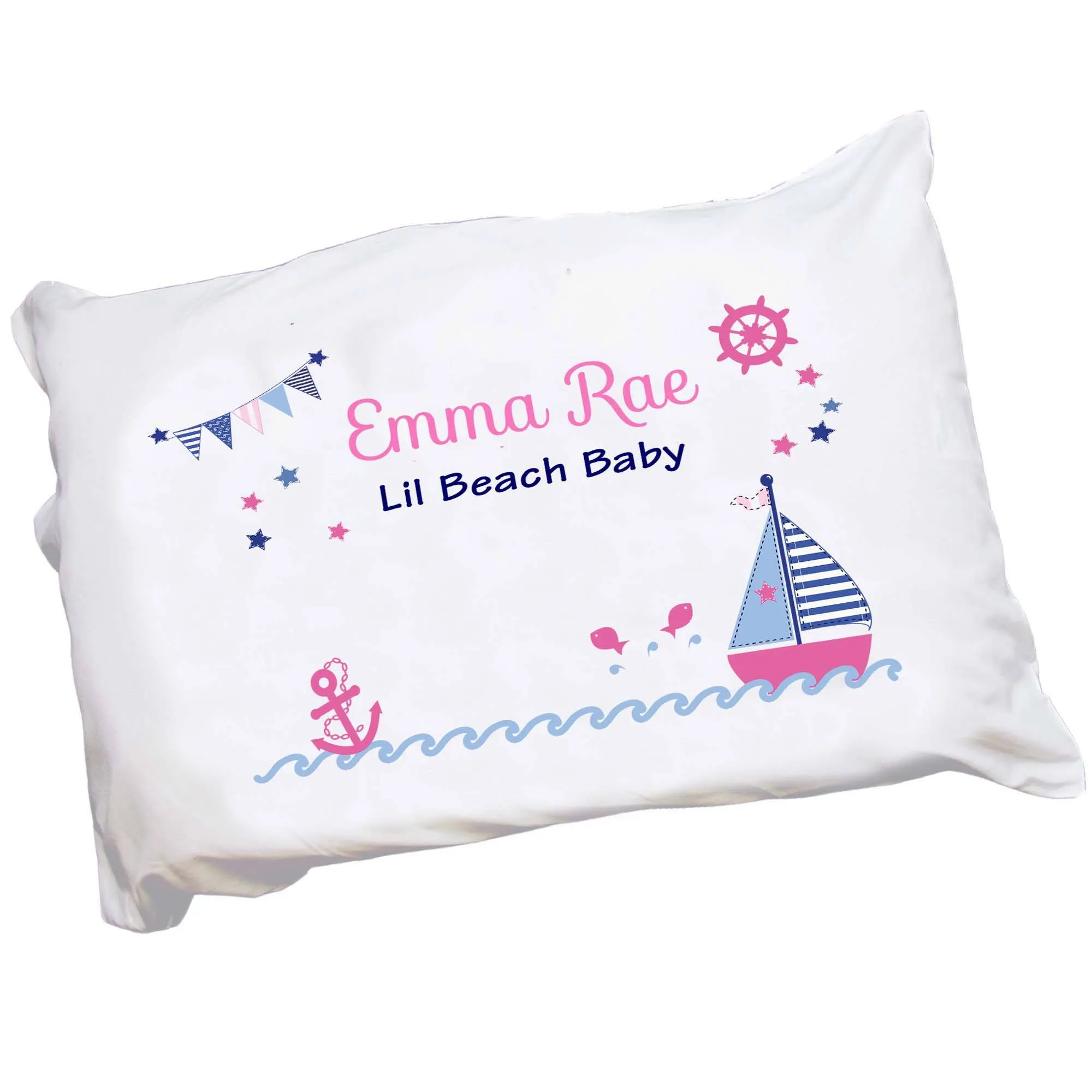 Personalized Girl's Sailboat Pillowcase