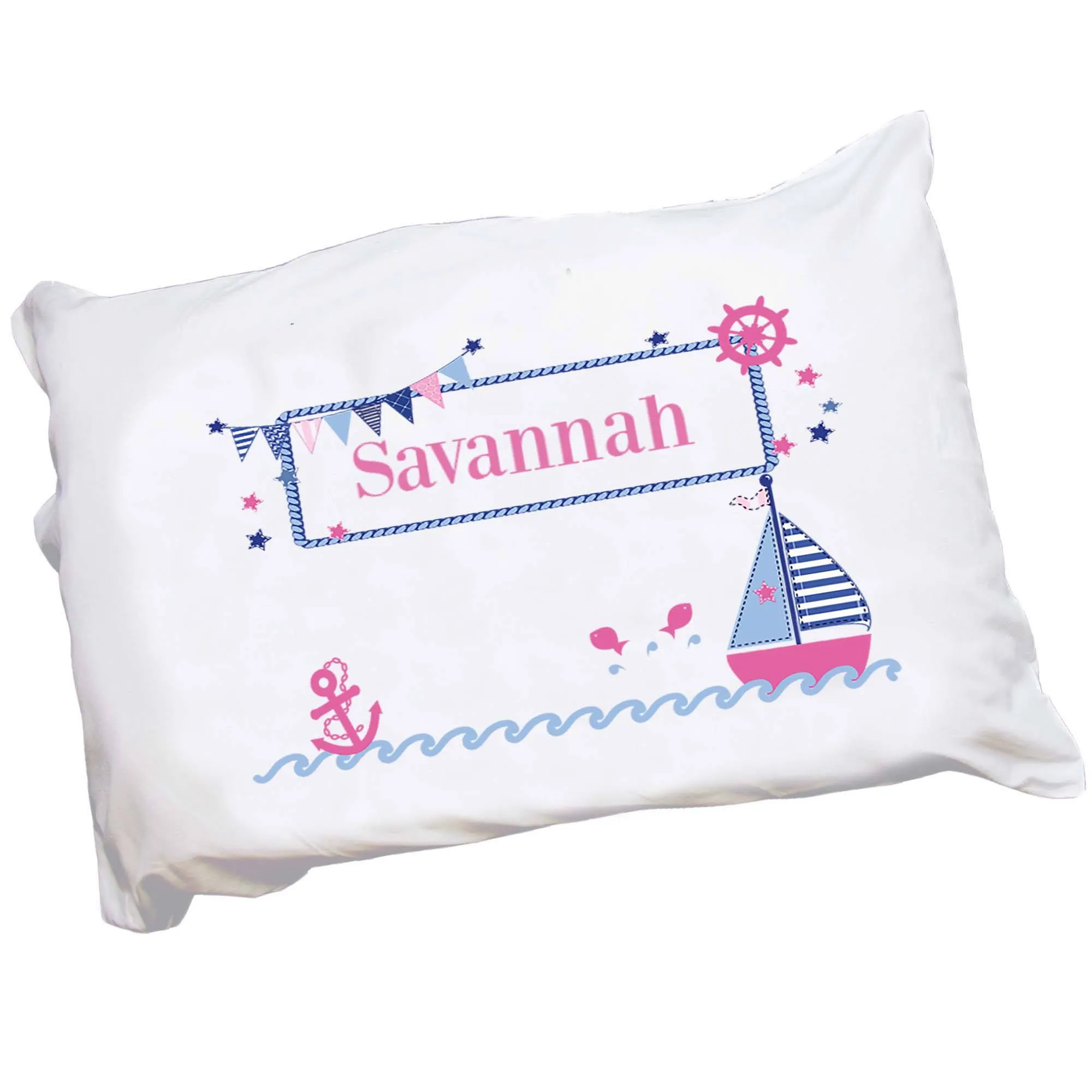 Personalized Girl's Sailboat Pillowcase