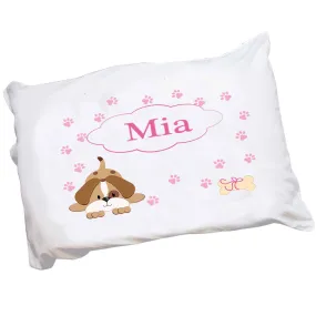 Personalized Pink Puppy Dog Pillowcase