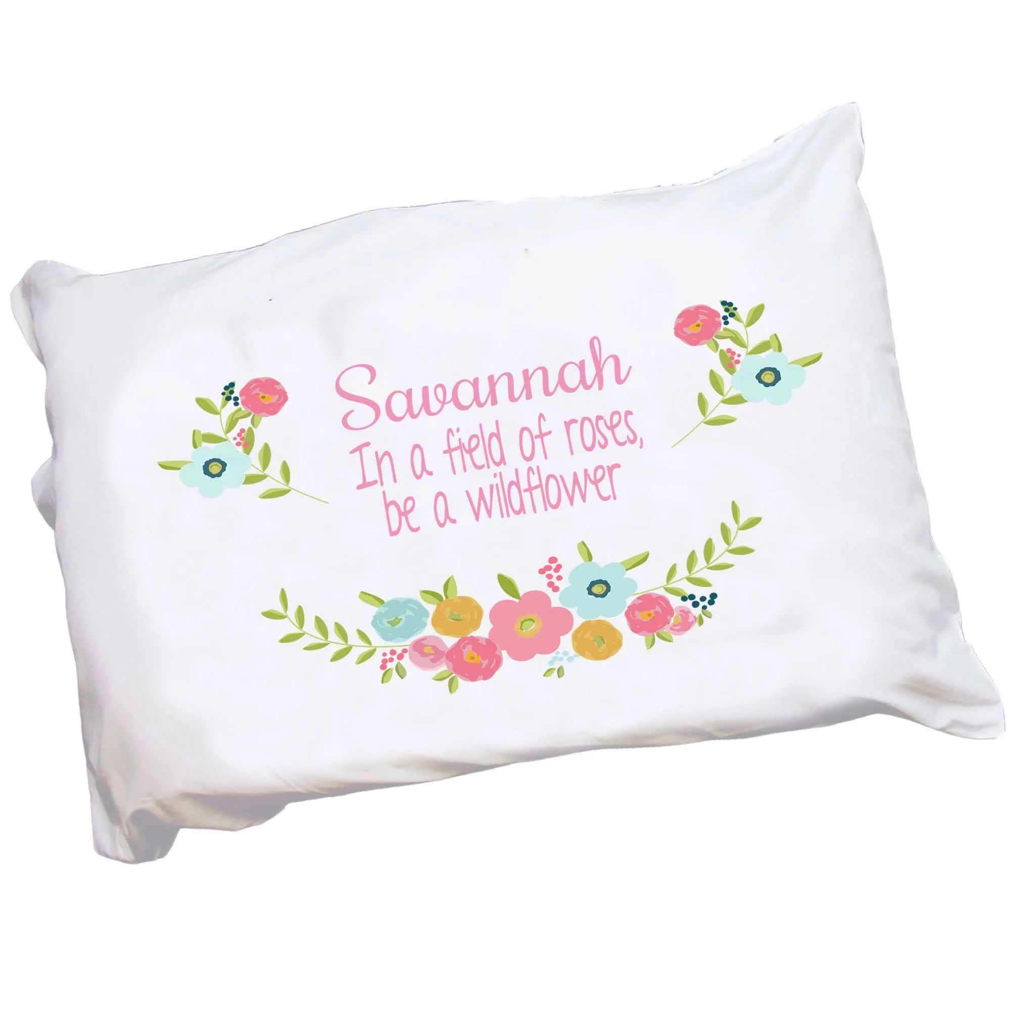 Personalized Spring Floral Pillowcase