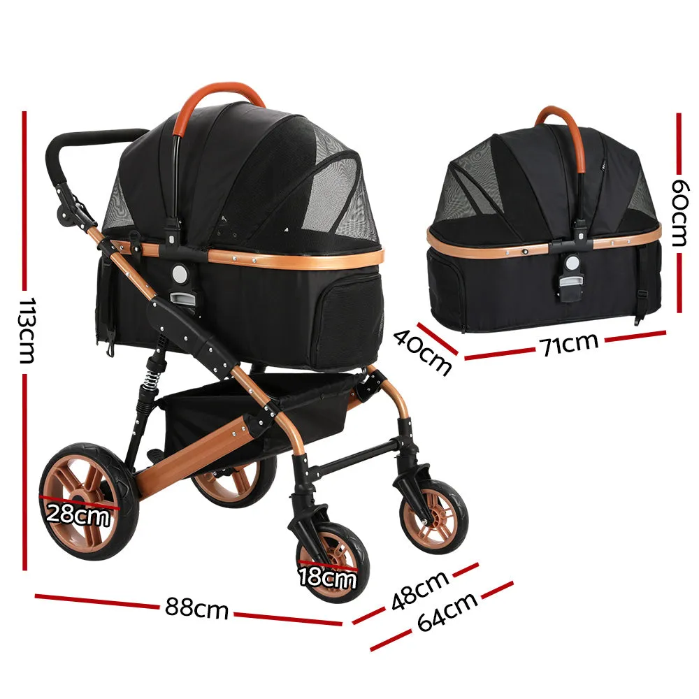 Pet Dog Stroller Pram Large Cat Carrier Travel Pushchair Foldable 4 Wheels