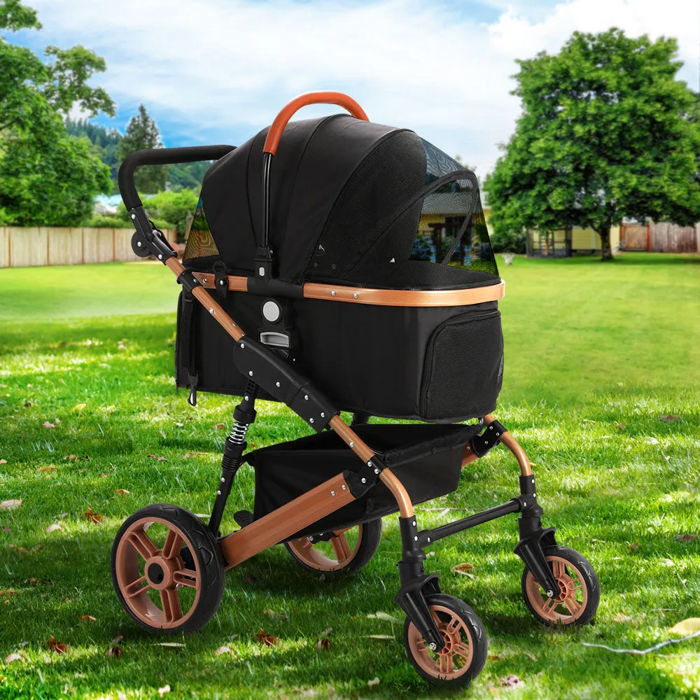 Pet Dog Stroller Pram Large Cat Carrier Travel Pushchair Foldable 4 Wheels