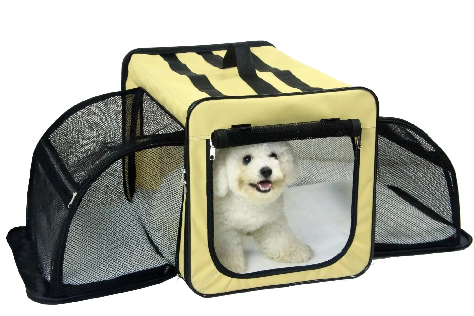 Pet Life Capacious Dual-Expandable Wire Folding Lightweight Collapsible Travel Pet Dog Crate